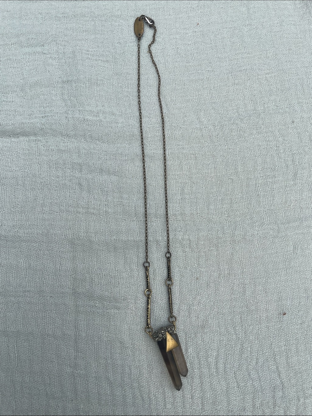 Free People Brown Crystal Point Layered Necklace with Gold Accent